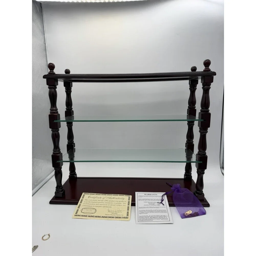 Vintage Thomas Pacconi Classics Wooden Mahogany Wall Shelf Glass Display